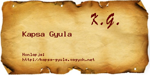 Kapsa Gyula névjegykártya